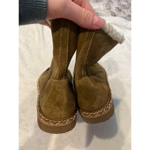 STEVE MADDEN Women's Tayson Ankle Boots Size 5M Chestnut Suede Faux Fur - Picture 5 of 8